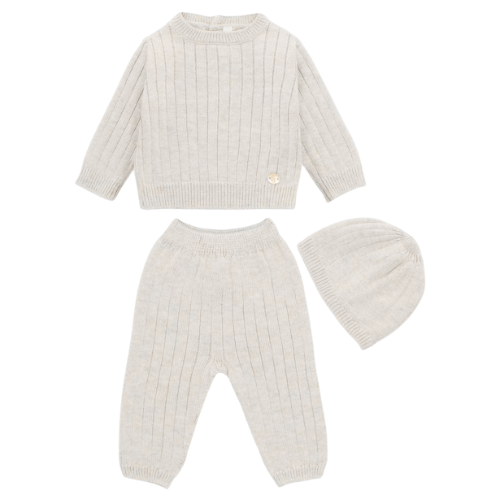 Martin Aranda Baby Beige Rib Outfit & Hat