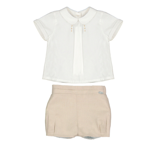 Mayoral Baby Beige Linen Shorts Set