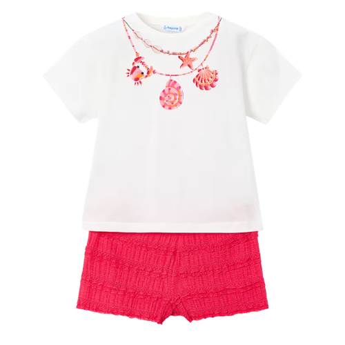 Mayoral Girls Pink Ruffle Shorts Set