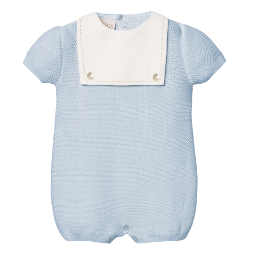 Paz Rodriguez Baby Blue Knit Romper