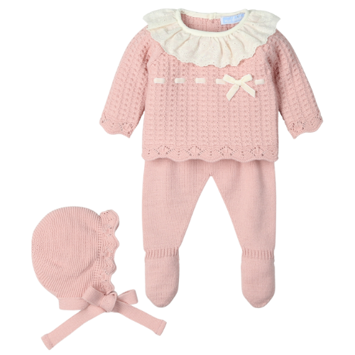 Mac Ilusion Baby Girls Dusty Pink Outfit & Bonnet
