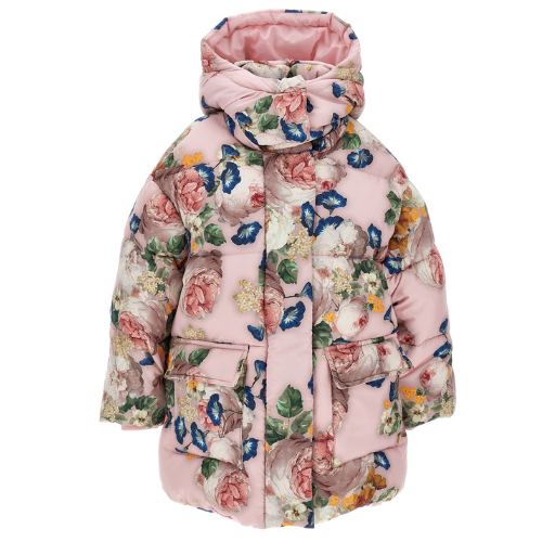 Monnalisa Girls Pink Floral Coat