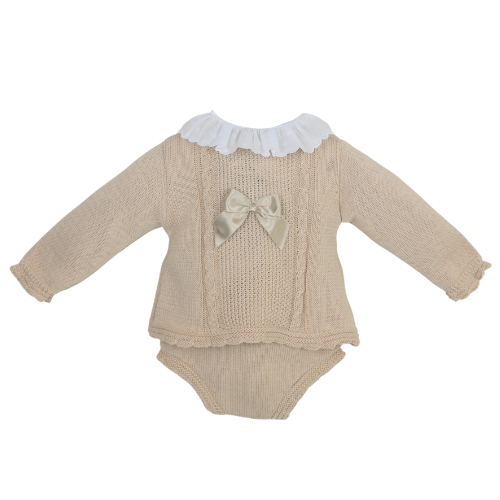 Pex Baby Girls Beige Knit 'Naomi' Knickers Suit