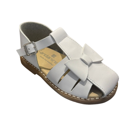 Andanines Girls White Caged Bow Sandals