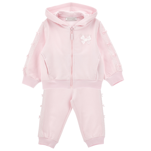 Monnalisa Baby Pink Bow Jogsuit