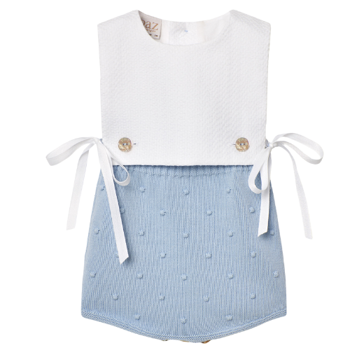 Paz Rodriguez Baby Blue Knitted Romper