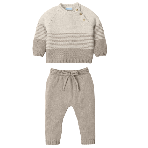 Mac Ilusion Baby Boys Beige Stripe Knit Outfit
