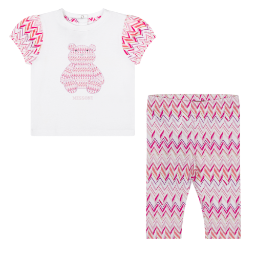Missoni Baby Pink Bear Zig Zag Leggings Set