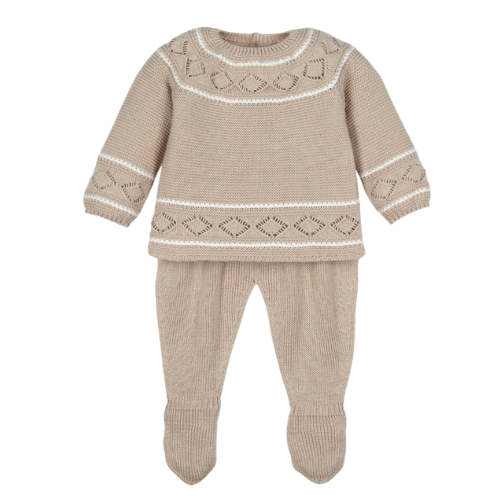 Mac Ilusion Baby Boys Beige Knit Outfit