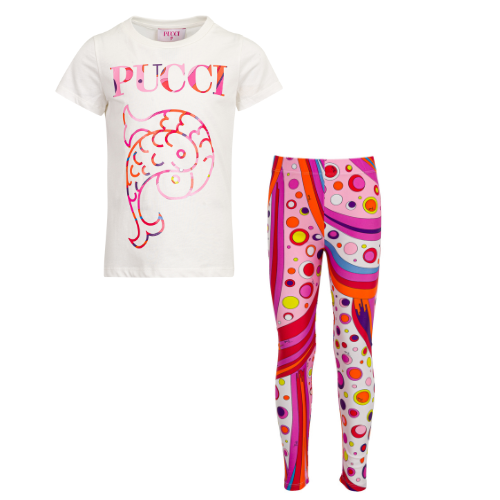 Emilio Pucci Pink Fish Leggings Set