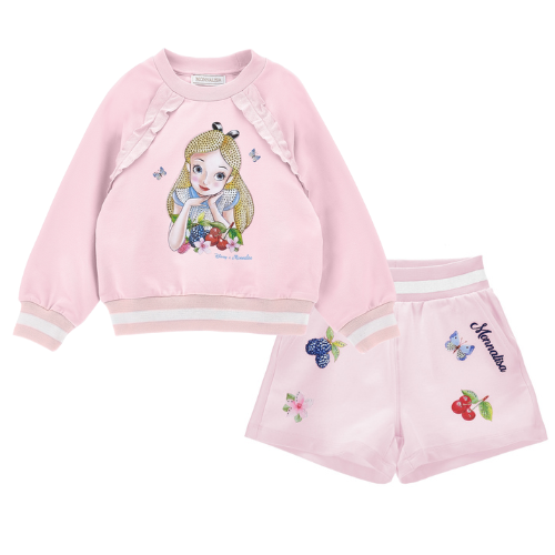 Monnalisa Girls Pink Alice Shorts Set