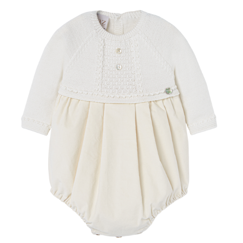 Paz Rodriguez Baby Cream Knit Romper