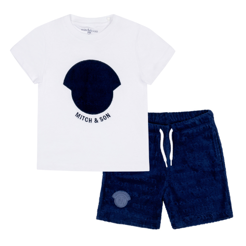 Mitch & Son Boys 'Wilmer & Whitmore' Navy Towelling Shorts Set