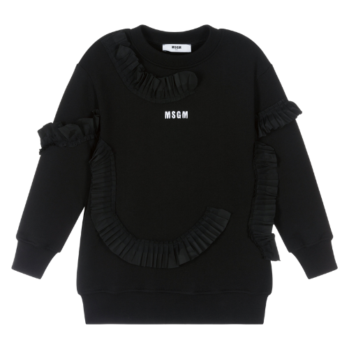 MSGM Black Pleated Ruffle Sweatshirt