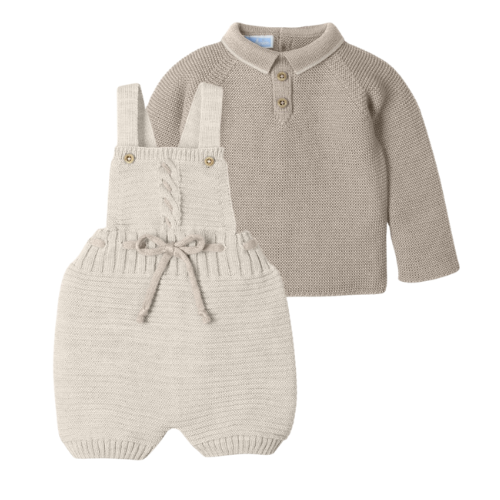 Mac Ilusion Baby Beige Knit Dungaree & Polo