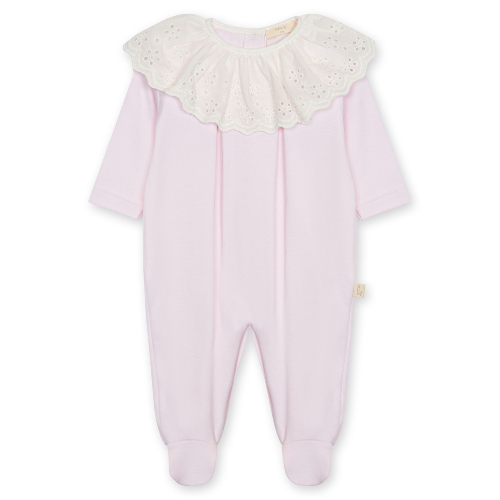 Baby Gi Pink Cotton Broderie Anglaise Babygrow