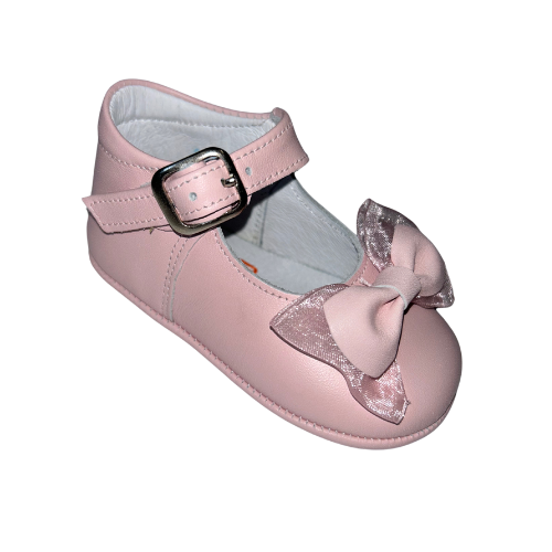 Andanines Baby Pink Tulle Bow Prewalkers
