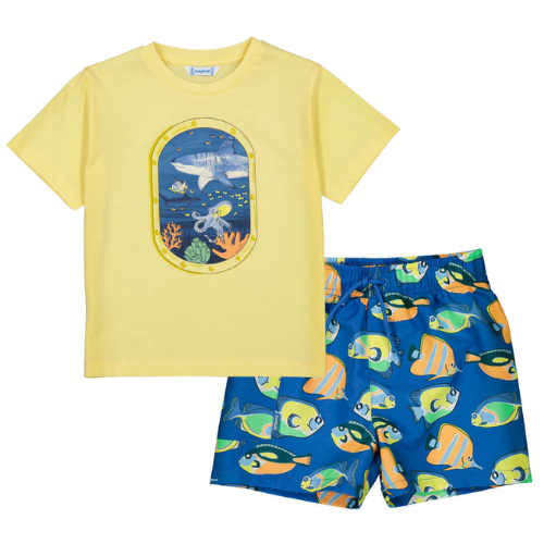 Mayoral Boys Fish Print Swimshorts Set