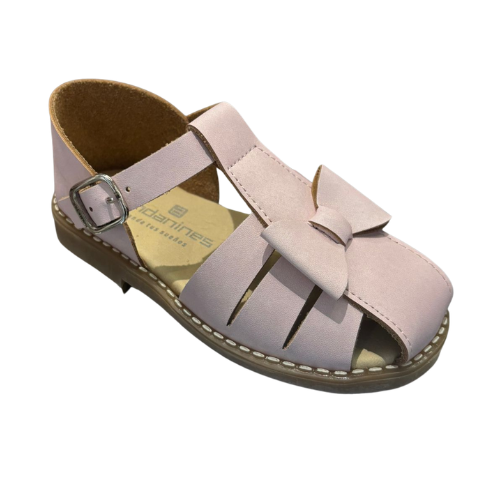 Andanines Girls Pink Caged Bow Sandals