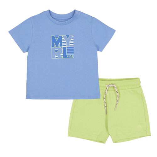 Mayoral Baby Blue & Lime Shorts Set