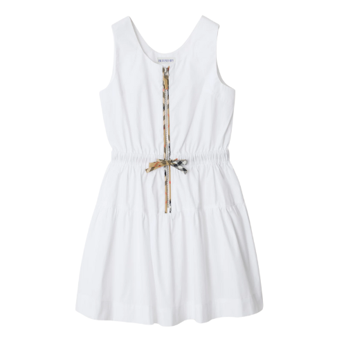 Burberry Girls White Check Trim Dress