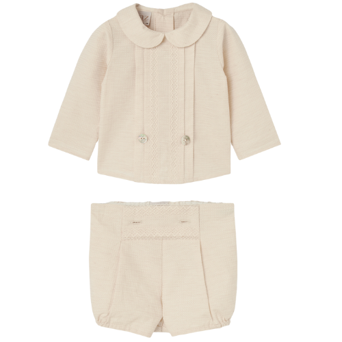 Paz Rodriguez Baby Beige Shorts Suit
