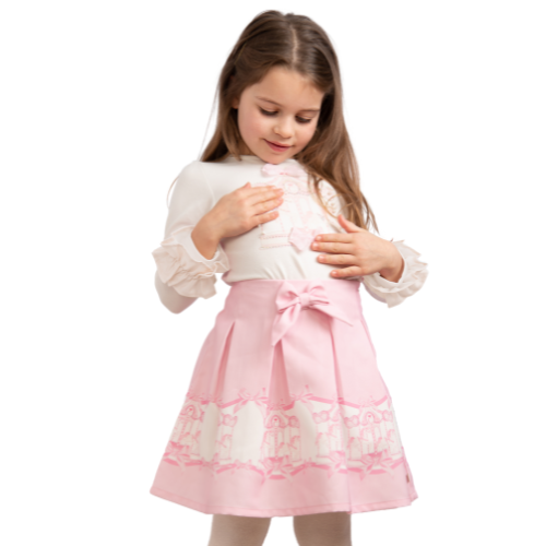 Caramelo Girls Pink Carousel Skirt Set