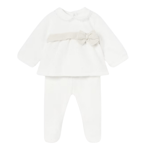 Mayoral Baby Girls Ivory Velour Outfit