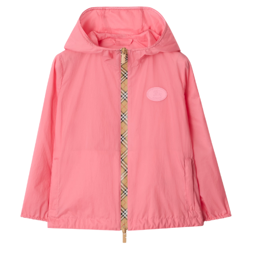 Burberry Kids Pink Check Trim Jacket