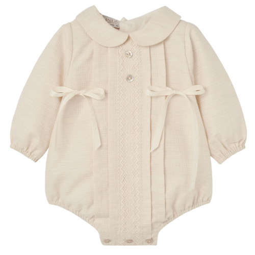 Paz Rodriguez Baby Beige Bow Romper