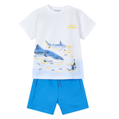 Mayoral Boys Blue Shark Shorts Set