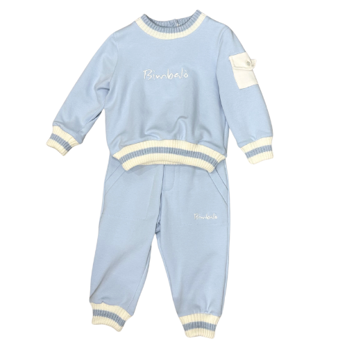 Bimbalo Boys Pale Blue Logo Pocket Jogsuit