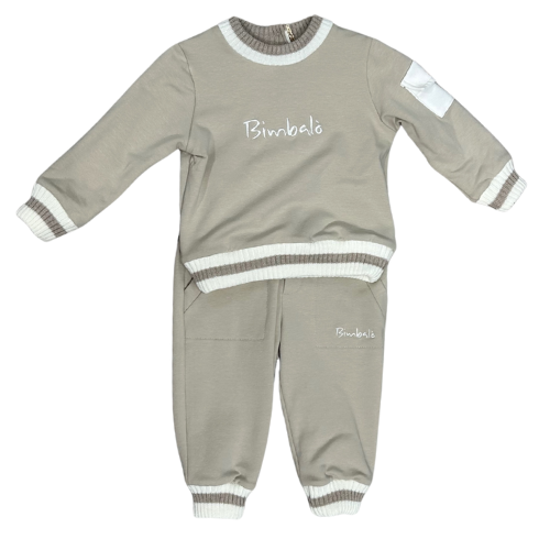 Bimbalo Boys Beige Logo Pocket Jogsuit