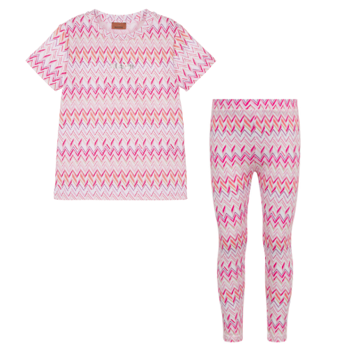 Missoni Girls Pink Zig Zag Leggings Set