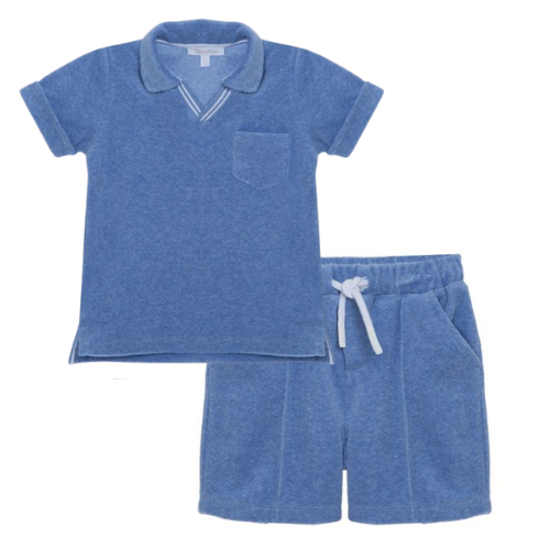 Patachou Baby Blue Towelling Shorts Set