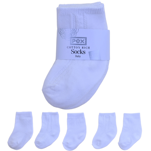 Pex Baby White 5 Pack Socks