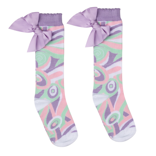 A Dee Girls 'Noelle' Pastel Print Knee High Socks