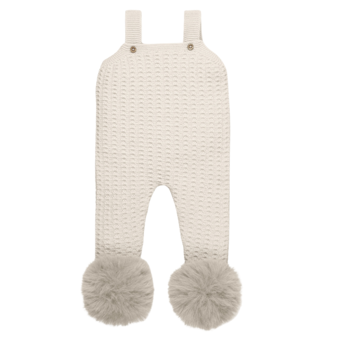 Mac Ilusion Baby Beige Knit Pom Pom Dungarees