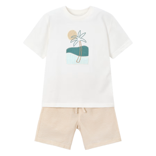 Mayoral Boys Beige Palm Tree Shorts Set