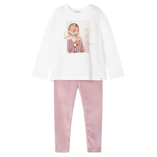 Mayoral Girls Pink Velvet Leggings Set