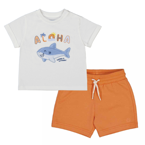 Mayoral Baby Boys Orange Shark Shorts Set