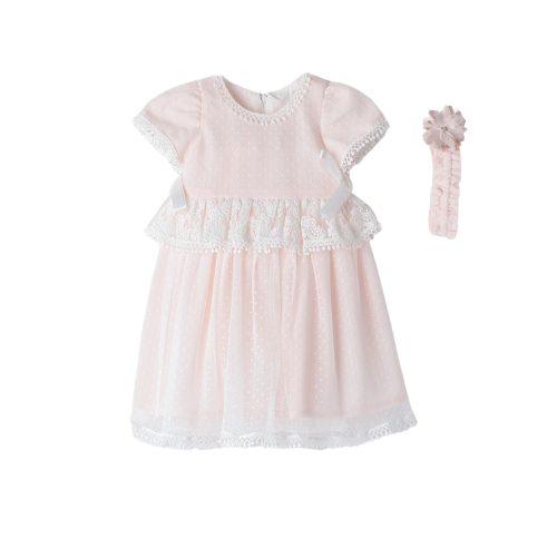 Ebita Girls Pink & White Lace Dress