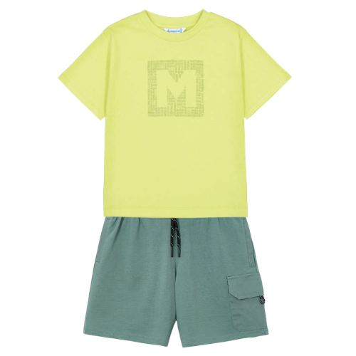 Mayoral Boys Green Logo Shorts Set