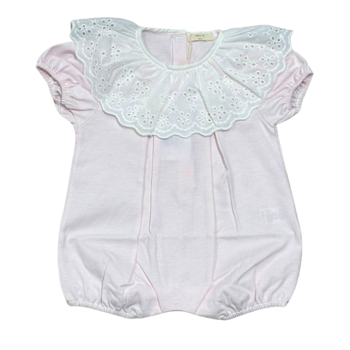 Baby Gi Pink Cotton Broderie Anglaise Romper
