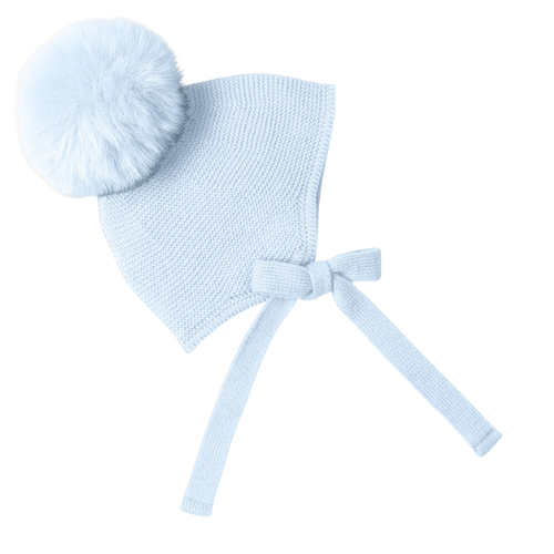 Mac Ilusion Baby Blue Knit Pom Pom Hat
