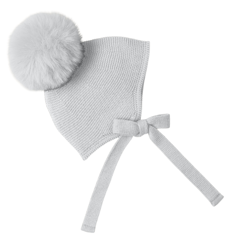 Mac Ilusion Baby Grey Knit Pom Pom Hat