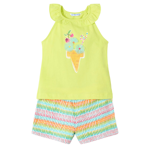 Mayoral Girls Lime Print Shorts Set