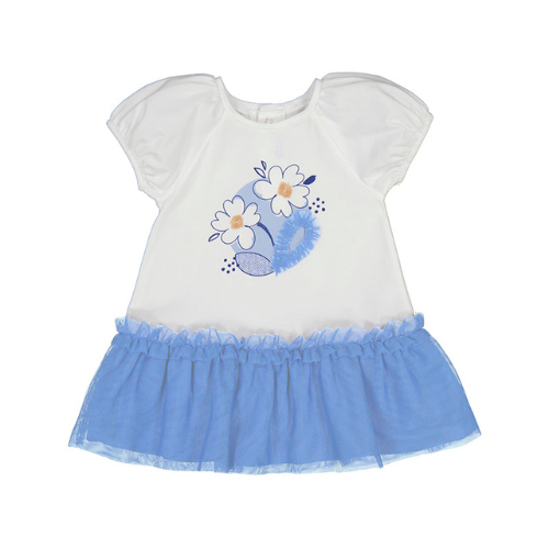 Mayoral Baby Blue Flower Tulle Dress