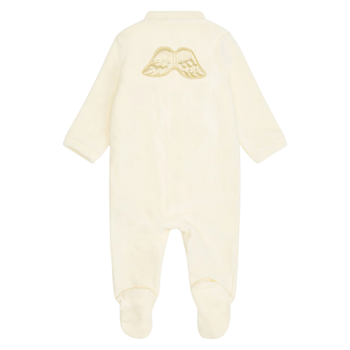 Marie Chantal Ivory Velour Gold Wing Babygrow