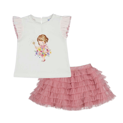 Mayoral Baby Dusty Pink Tulle Skirt Set